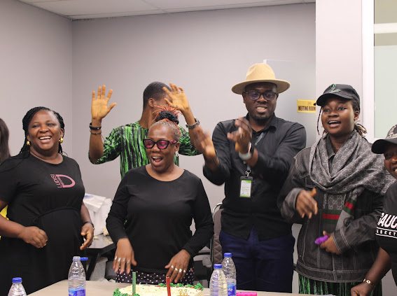 The team standing together during the HR training.